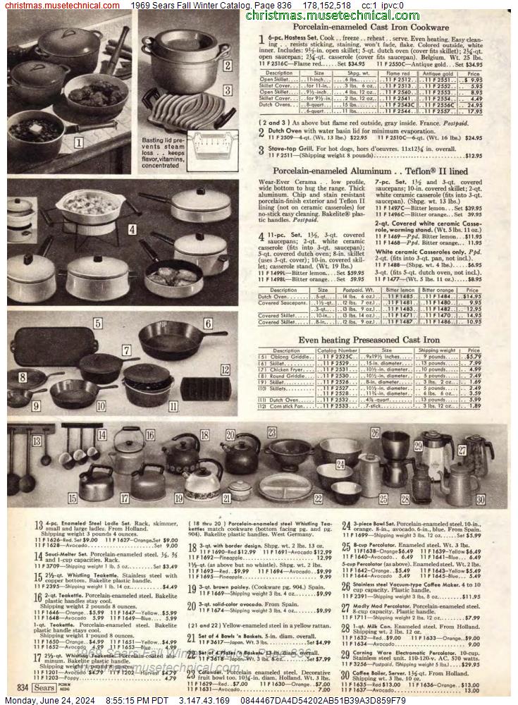 1969 Sears Fall Winter Catalog, Page 836