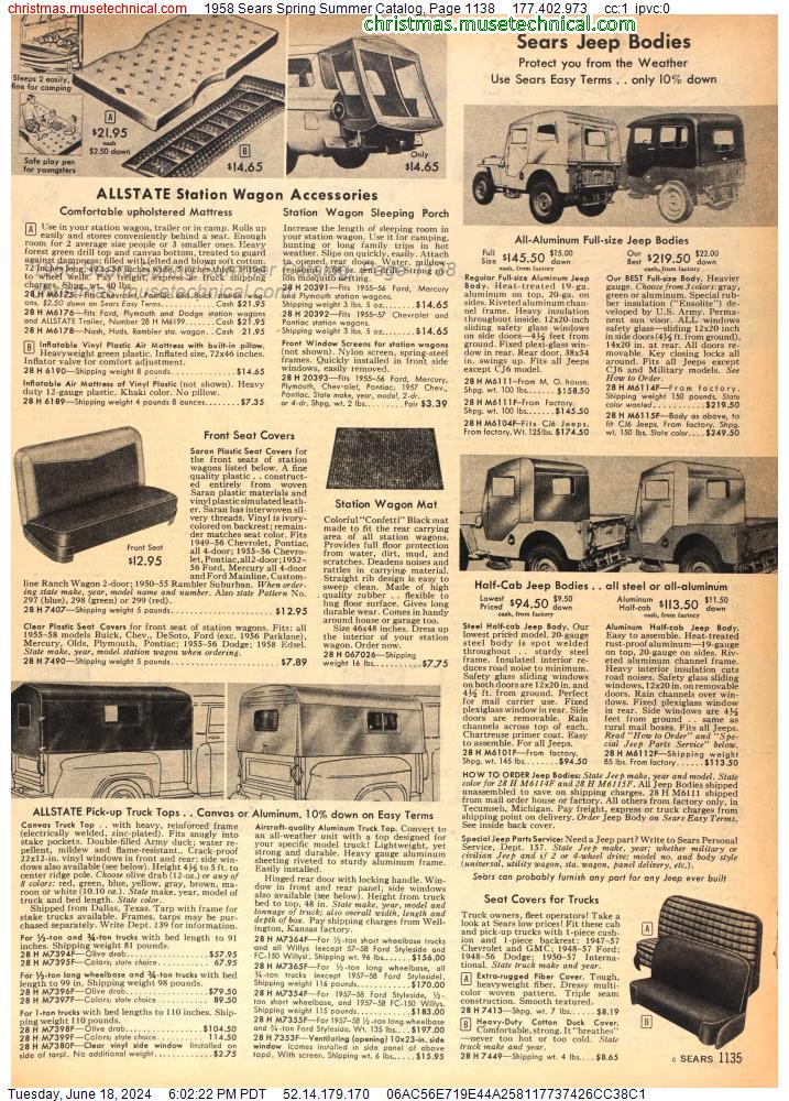1958 Sears Spring Summer Catalog, Page 1138