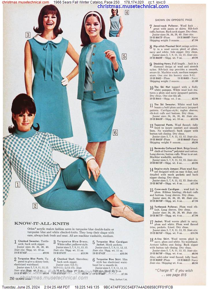 1966 Sears Fall Winter Catalog, Page 250
