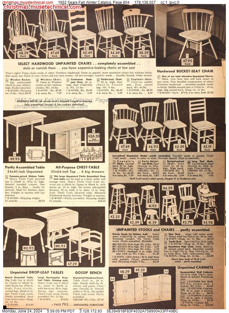 1952 Sears Fall Winter Catalog, Page 804