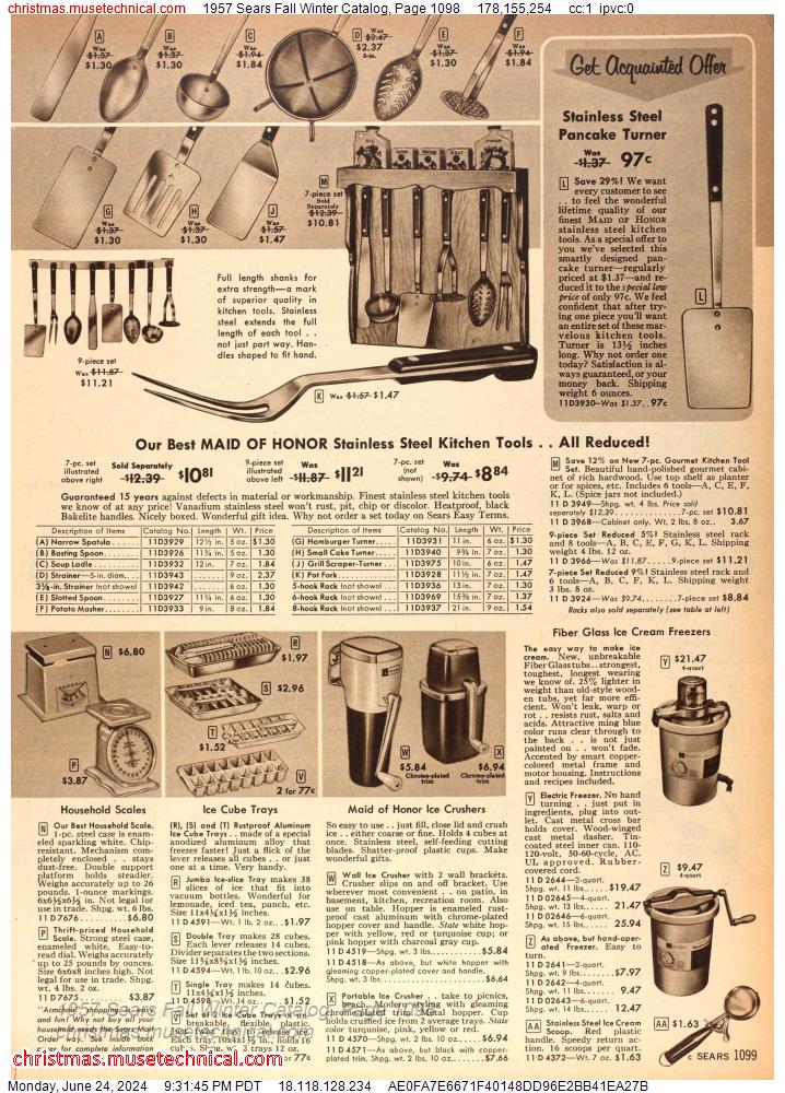 1957 Sears Fall Winter Catalog, Page 1098