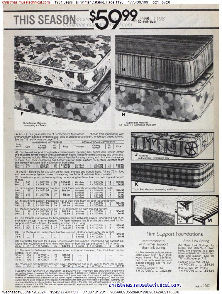 1984 Sears Fall Winter Catalog, Page 1198