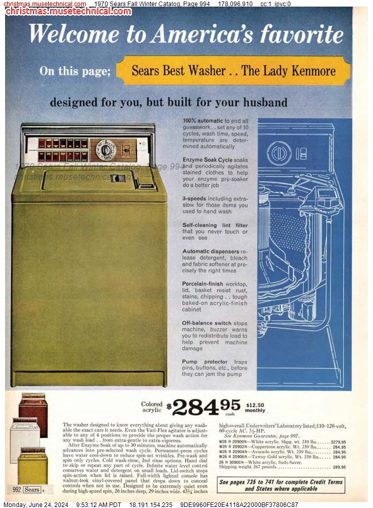1970 Sears Fall Winter Catalog, Page 994