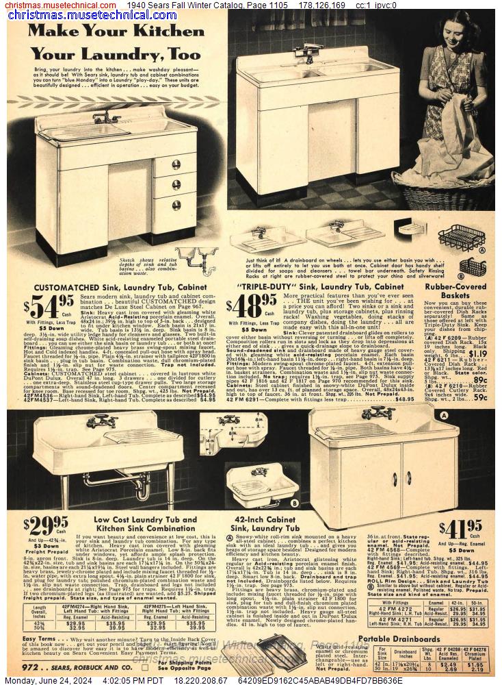 1940 Sears Fall Winter Catalog, Page 1105