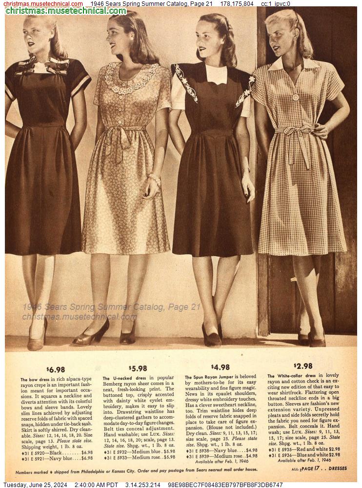 1946 Sears Spring Summer Catalog, Page 21
