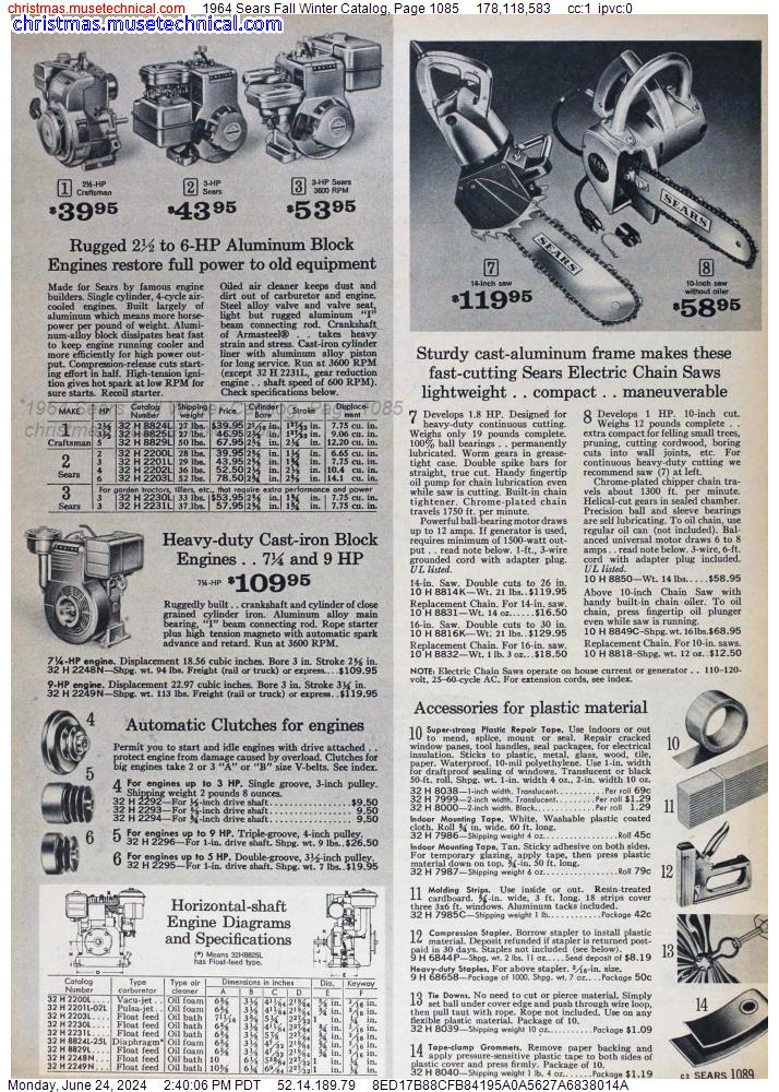 1964 Sears Fall Winter Catalog, Page 1085