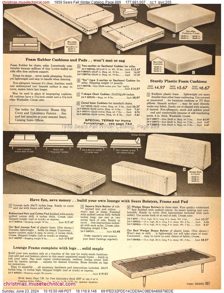 1959 Sears Fall Winter Catalog, Page 889