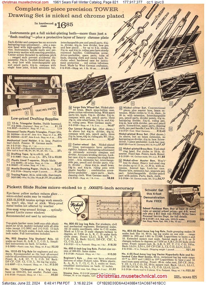 1961 Sears Fall Winter Catalog, Page 821