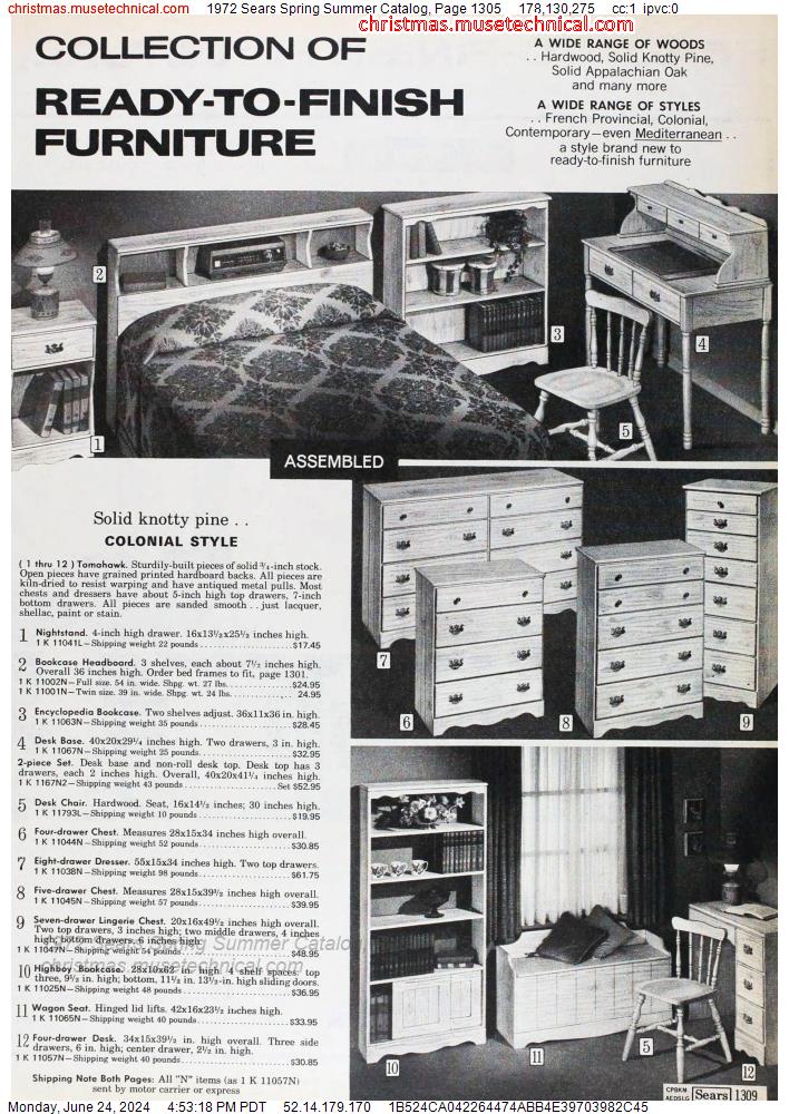 1972 Sears Spring Summer Catalog, Page 1305