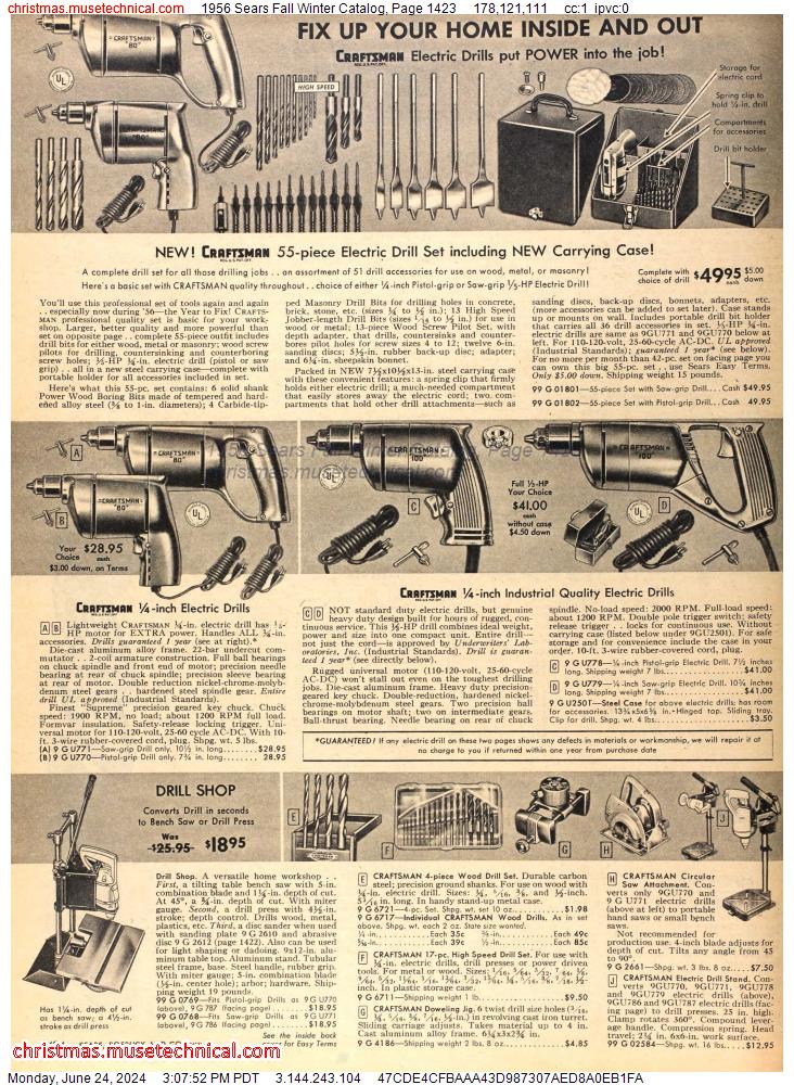 1956 Sears Fall Winter Catalog, Page 1423