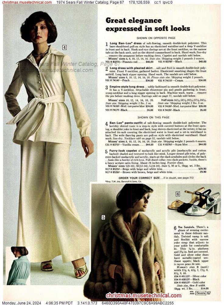 1974 Sears Fall Winter Catalog, Page 67