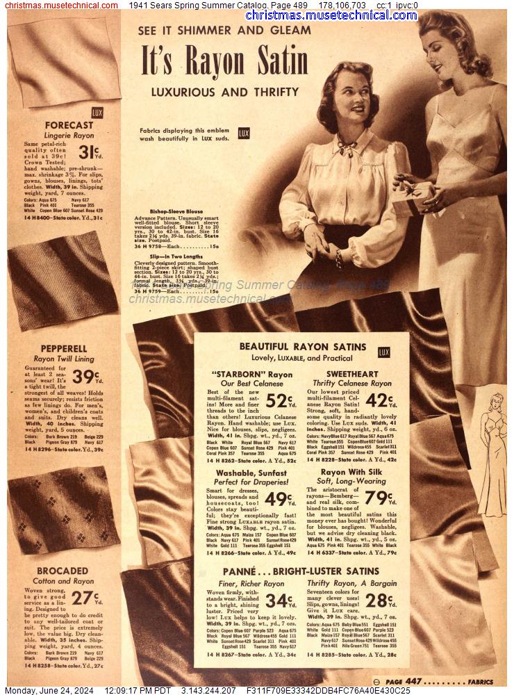 1941 Sears Spring Summer Catalog, Page 489