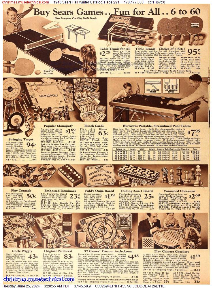1940 Sears Fall Winter Catalog, Page 291