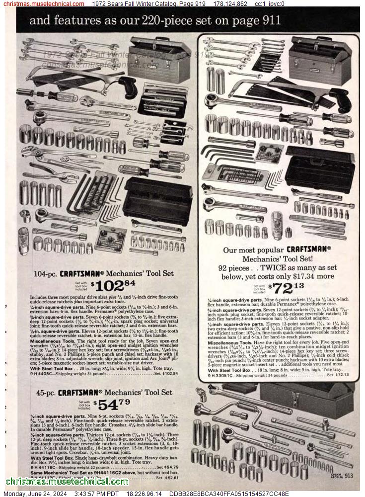 1972 Sears Fall Winter Catalog, Page 919