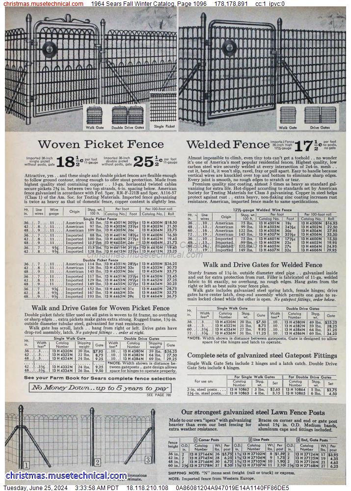 1964 Sears Fall Winter Catalog, Page 1096
