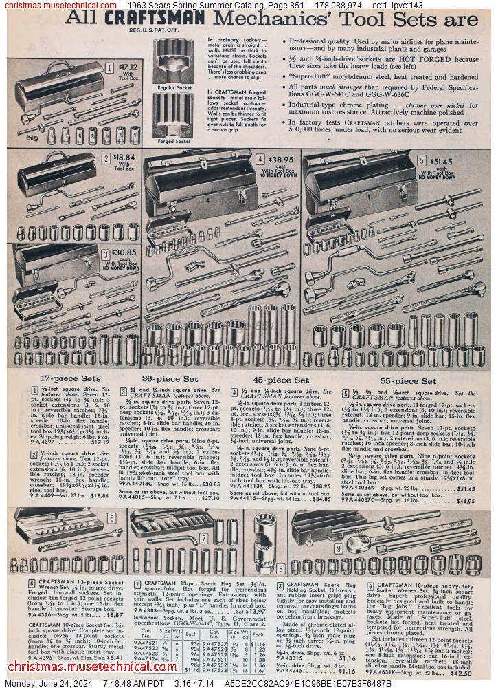 1963 Sears Spring Summer Catalog, Page 851