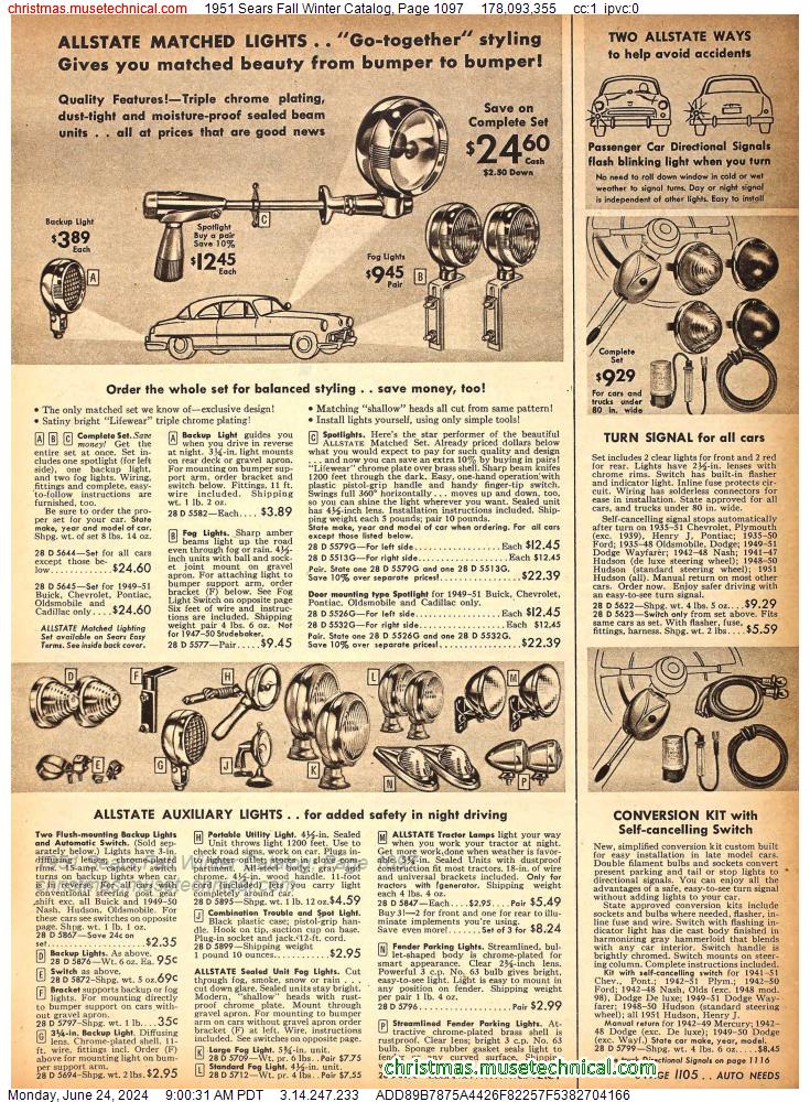 1951 Sears Fall Winter Catalog, Page 1097