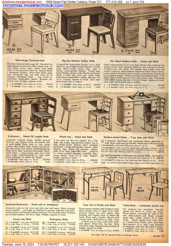 1958 Sears Fall Winter Catalog, Page 721