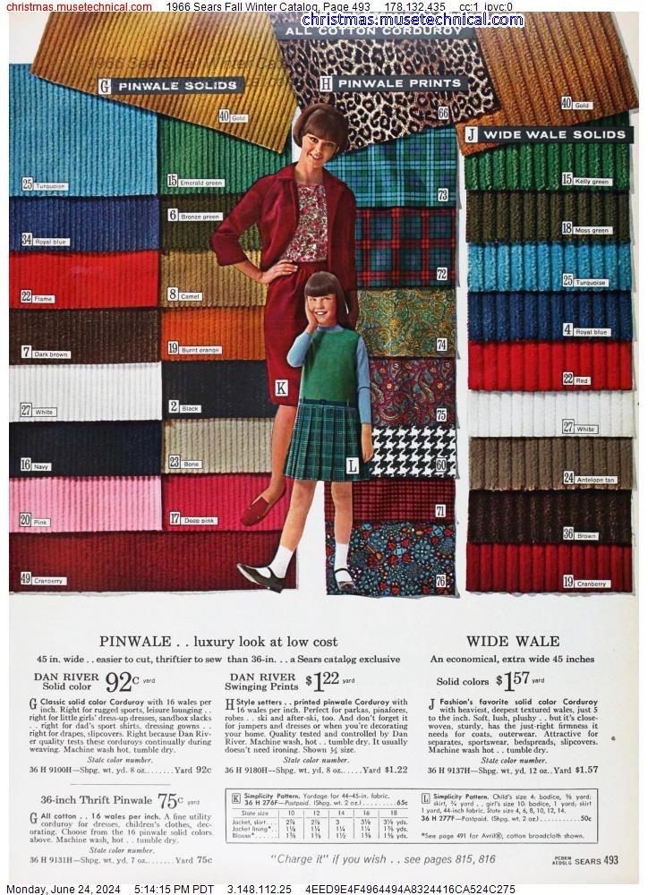 1966 Sears Fall Winter Catalog, Page 493