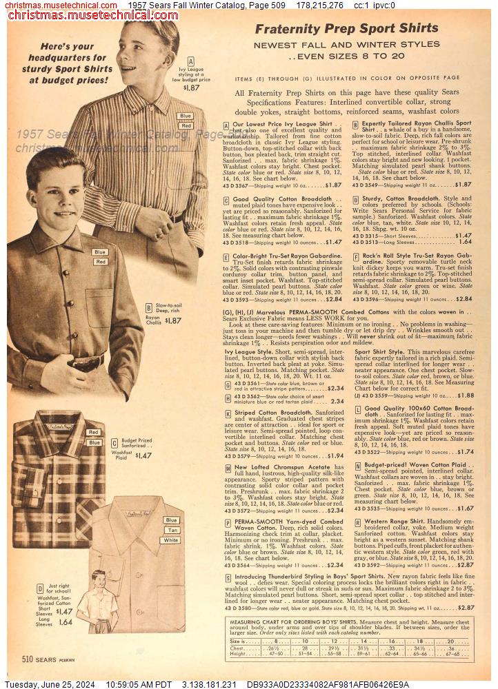 1957 Sears Fall Winter Catalog, Page 509