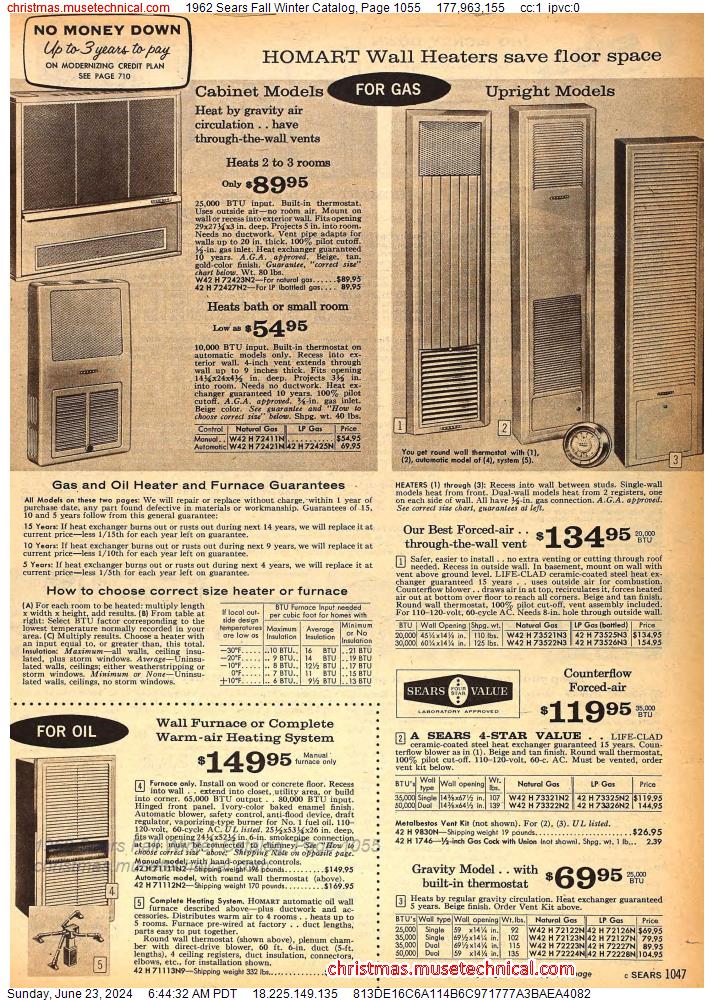 1962 Sears Fall Winter Catalog, Page 1055