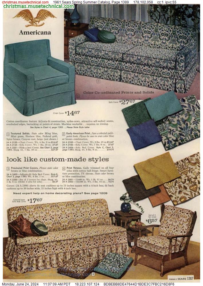 1961 Sears Spring Summer Catalog, Page 1389