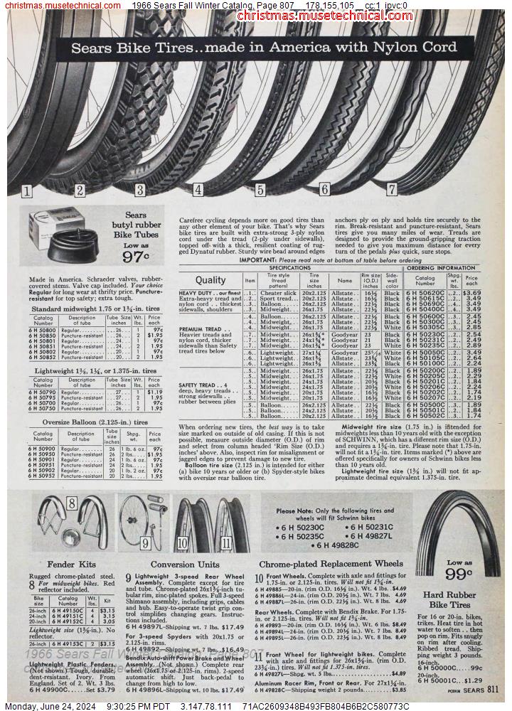 1966 Sears Fall Winter Catalog, Page 807
