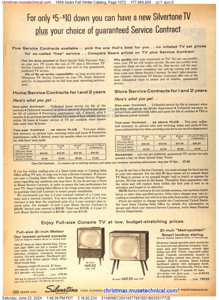 1959 Sears Fall Winter Catalog, Page 1072