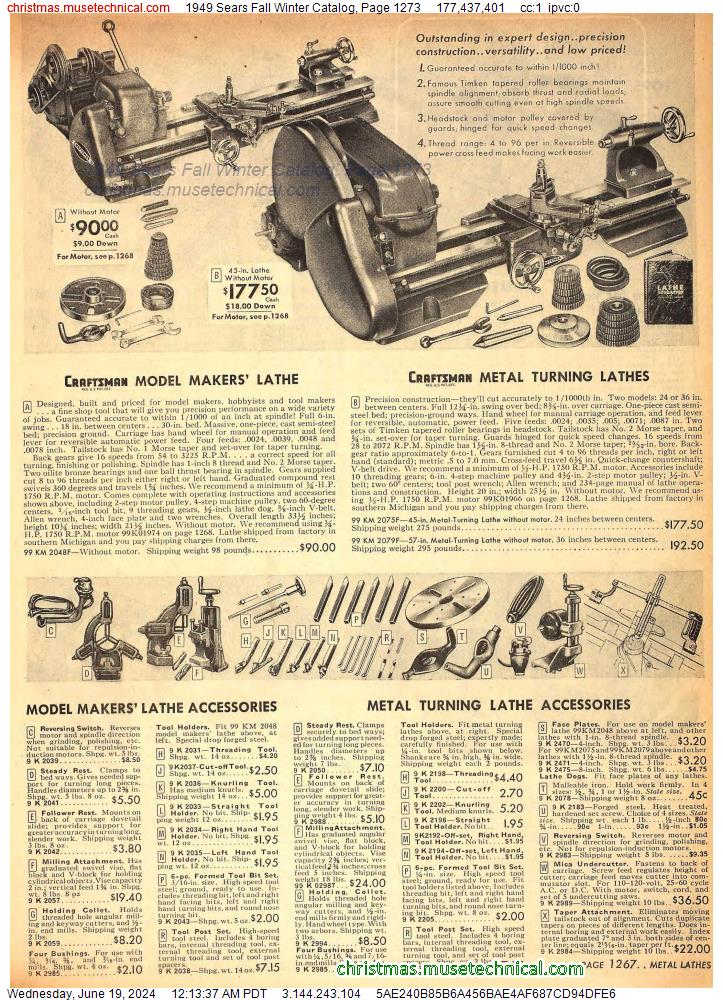 1949 Sears Fall Winter Catalog, Page 1273