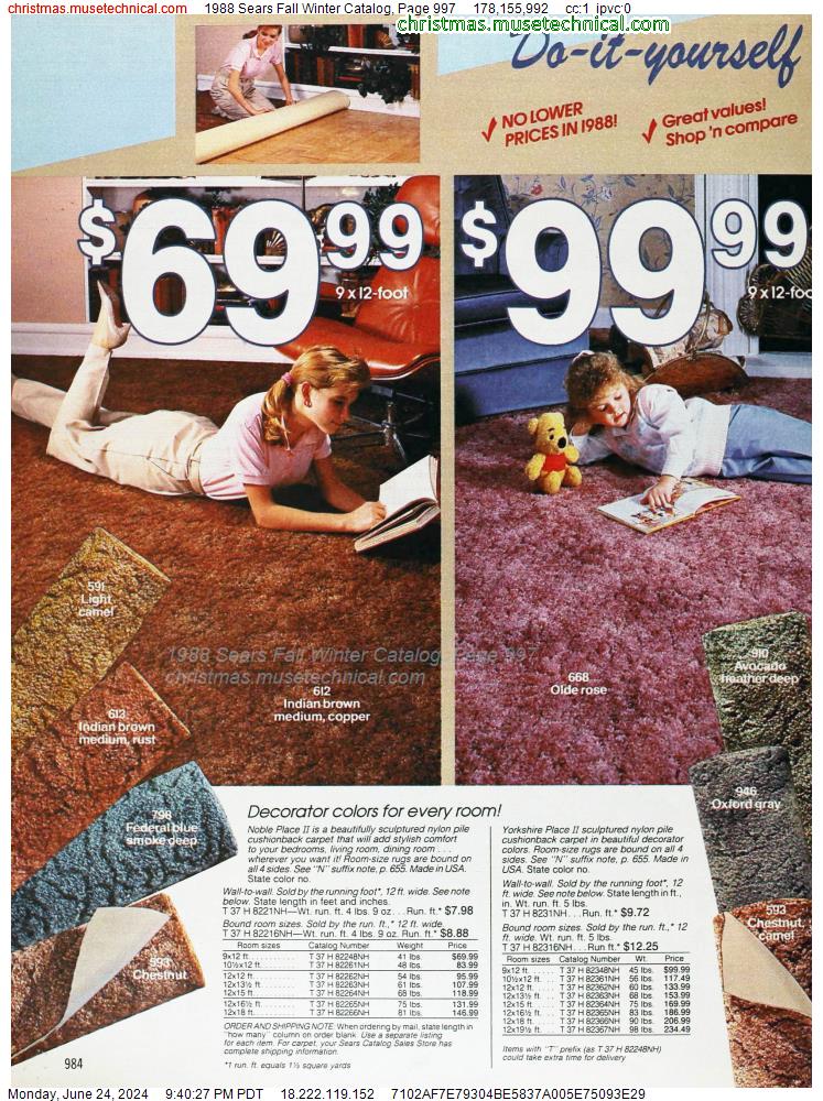 1988 Sears Fall Winter Catalog, Page 997