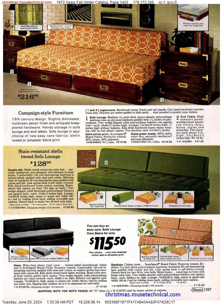 1972 Sears Fall Winter Catalog, Page 1403