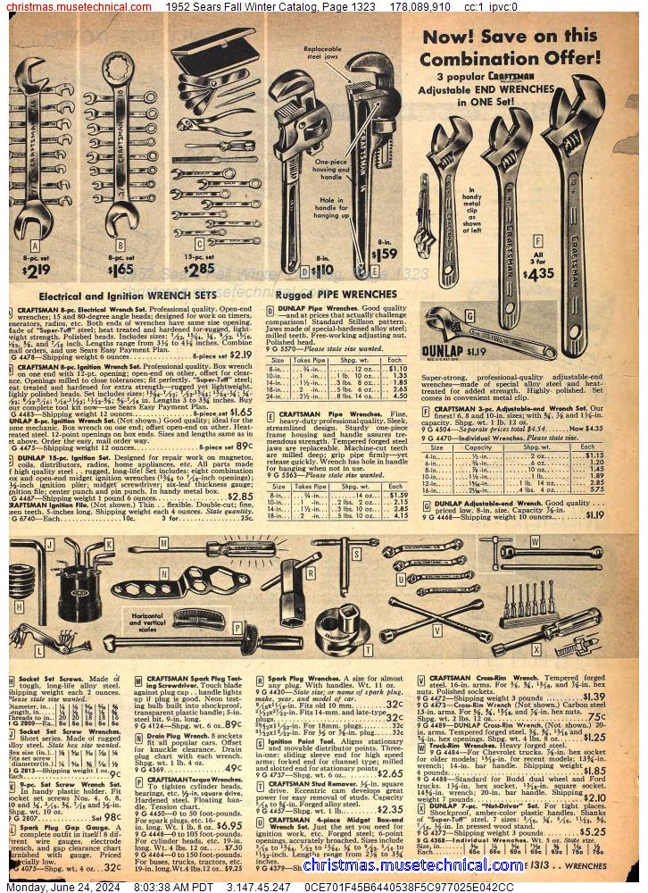 1952 Sears Fall Winter Catalog, Page 1323