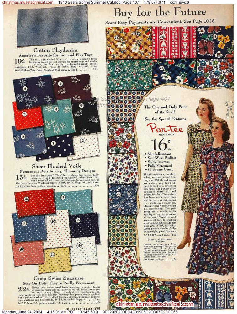 1940 Sears Spring Summer Catalog, Page 407