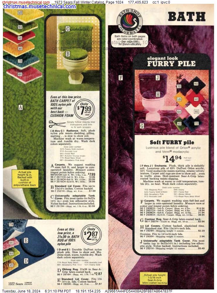 1973 Sears Fall Winter Catalog, Page 1024
