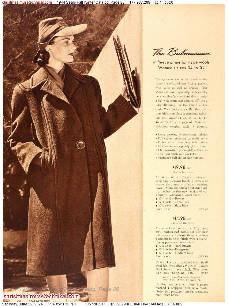 1944 Sears Fall Winter Catalog, Page 86