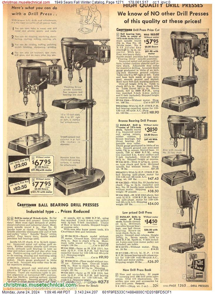 1949 Sears Fall Winter Catalog, Page 1271