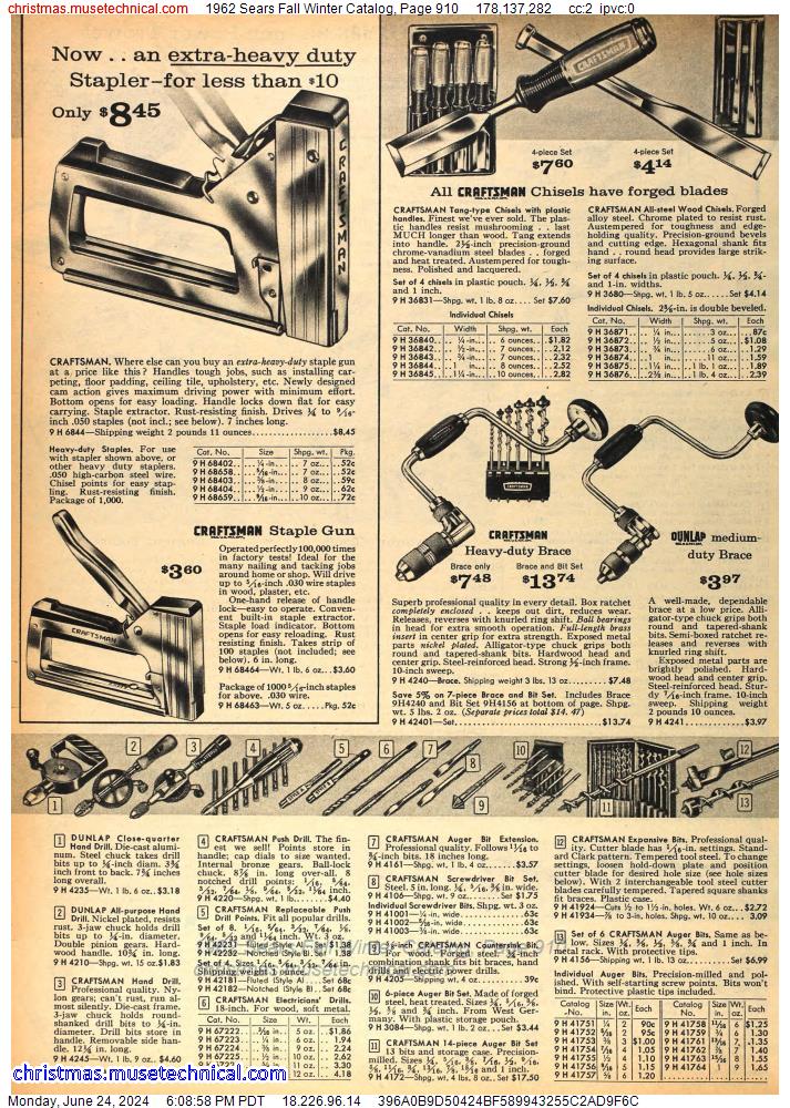 1962 Sears Fall Winter Catalog, Page 910