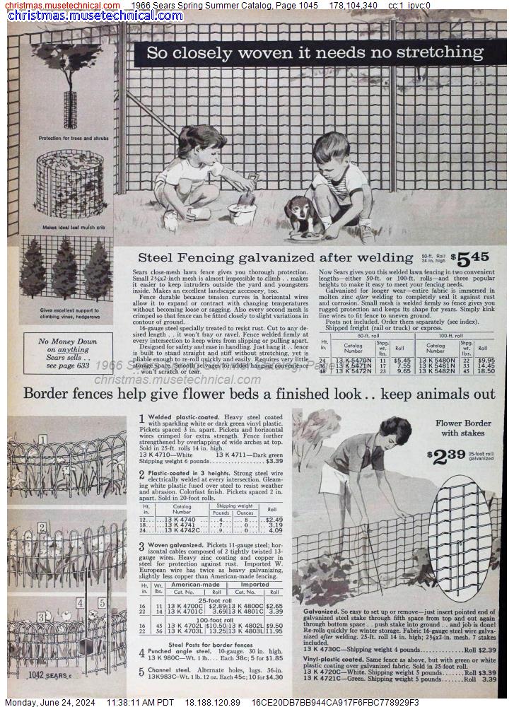 1966 Sears Spring Summer Catalog, Page 1045