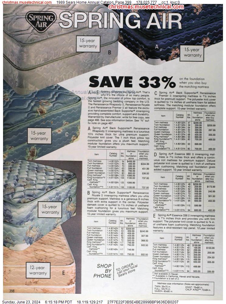 1989 Sears Home Annual Catalog, Page 399