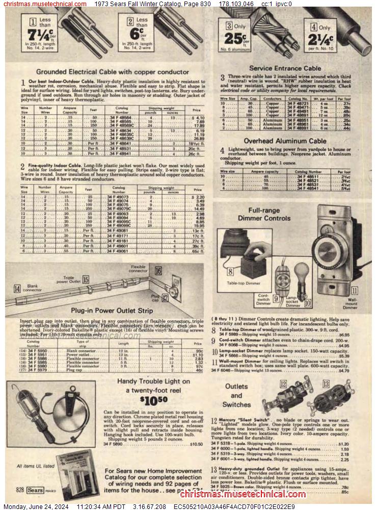 1973 Sears Fall Winter Catalog, Page 830