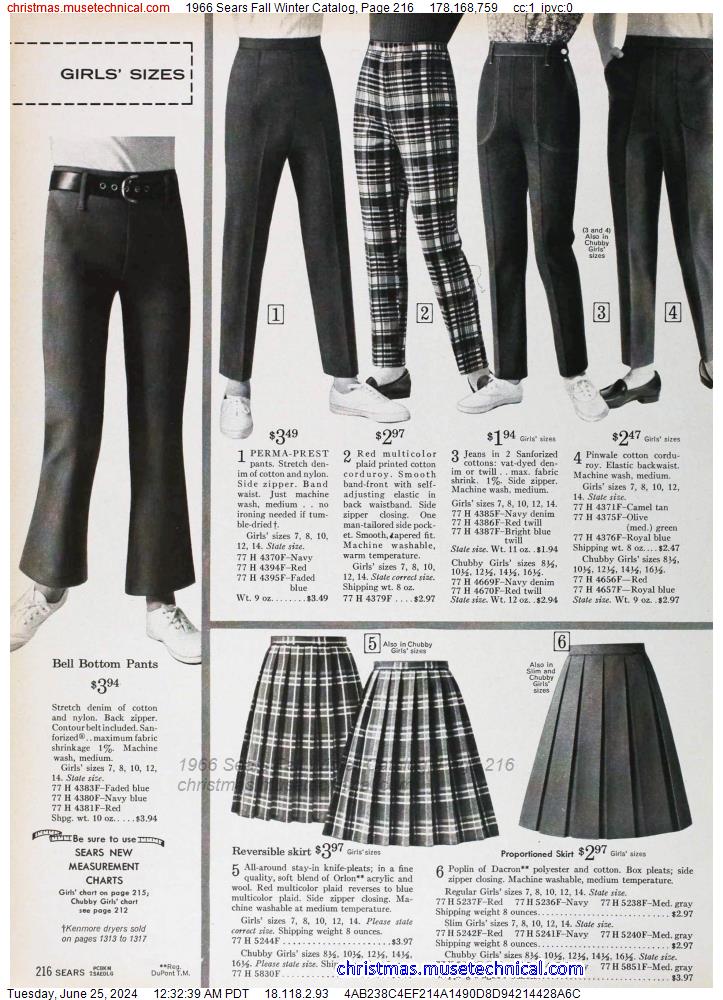1966 Sears Fall Winter Catalog, Page 216