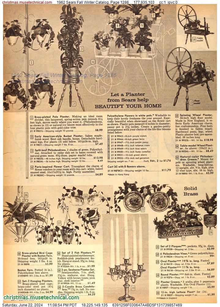 1962 Sears Fall Winter Catalog, Page 1286