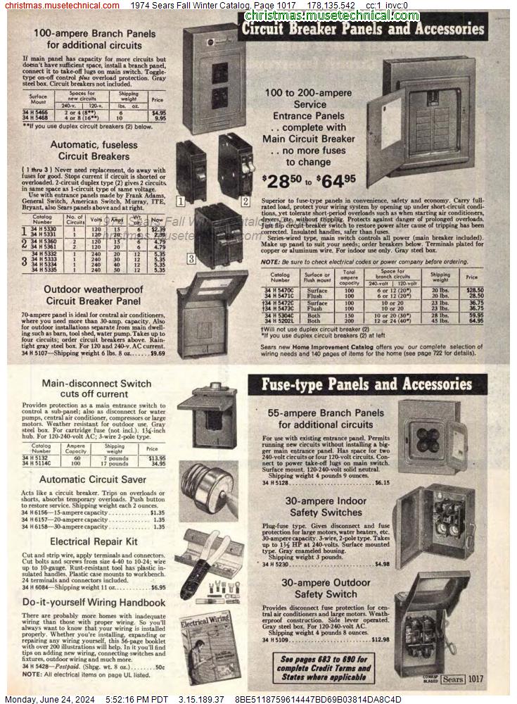 1974 Sears Fall Winter Catalog, Page 1017