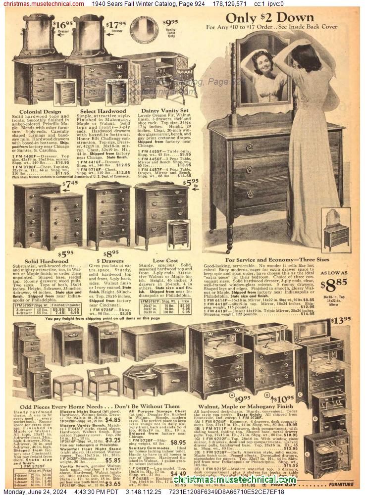 1940 Sears Fall Winter Catalog, Page 924