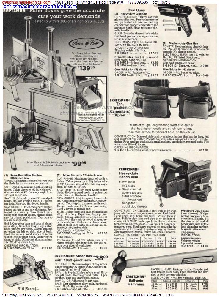 1981 Sears Fall Winter Catalog, Page 910