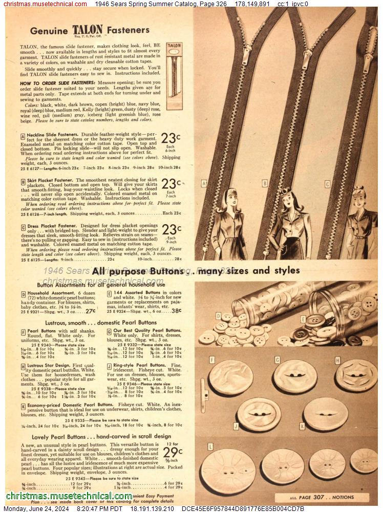 1946 Sears Spring Summer Catalog, Page 326