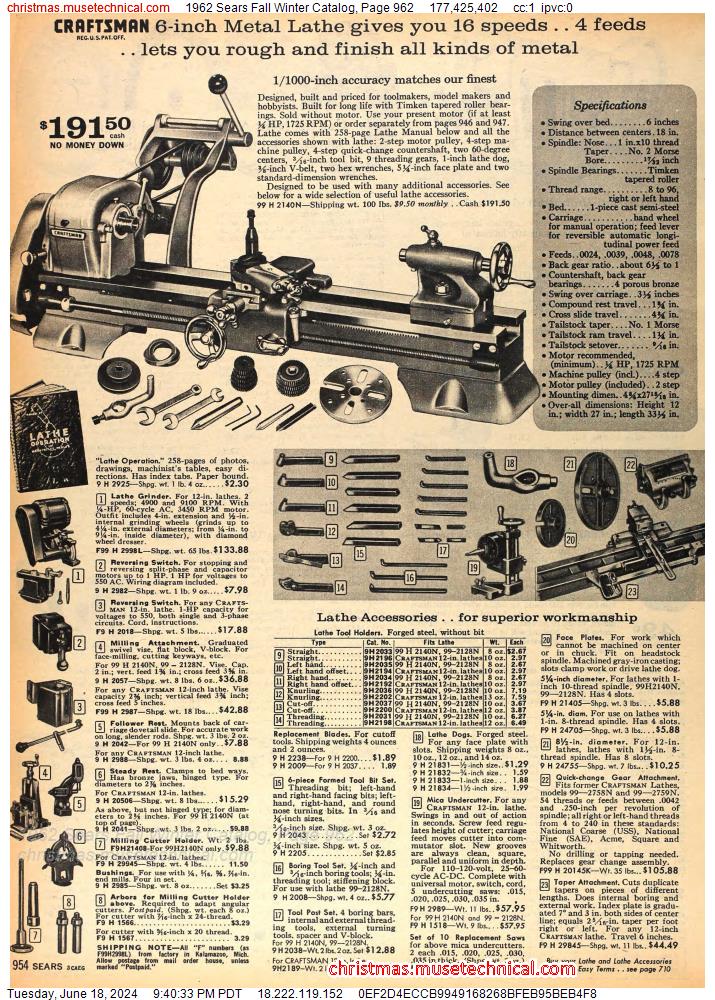 1962 Sears Fall Winter Catalog, Page 962