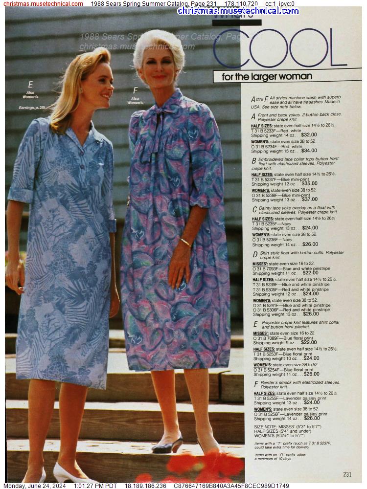 1988 Sears Spring Summer Catalog, Page 231