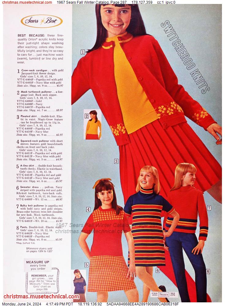 1967 Sears Fall Winter Catalog, Page 287