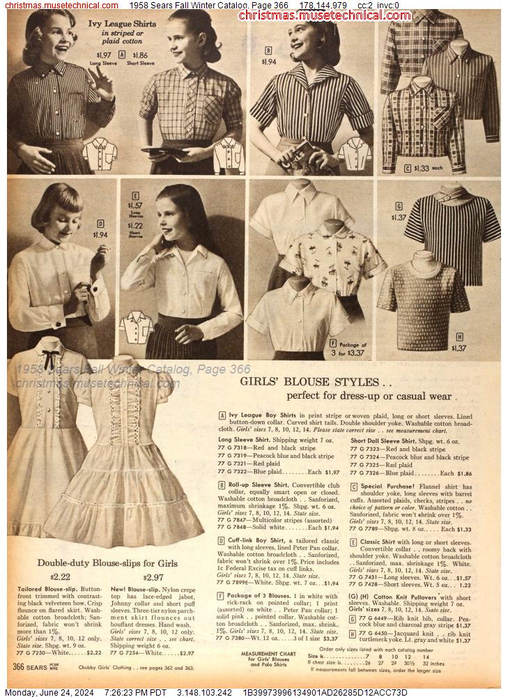 1958 Sears Fall Winter Catalog, Page 366